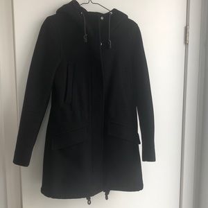 WILFRED Free Black Wool/Cashmere Blend Coat w Hood